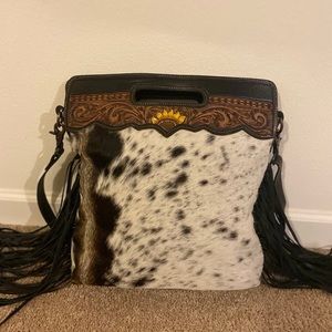 Myra Cowhide large crossbody bag with tassels